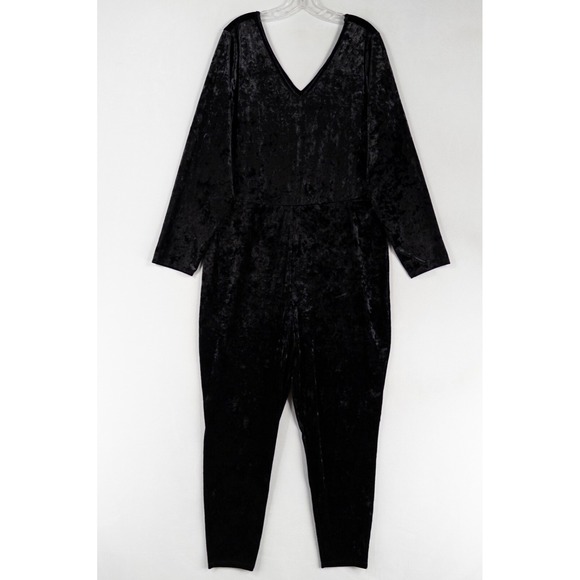Torrid Full Length Crushed Velvet Long Sleeve One Piece Jumpsuit 4X Black - Picture 1 of 10